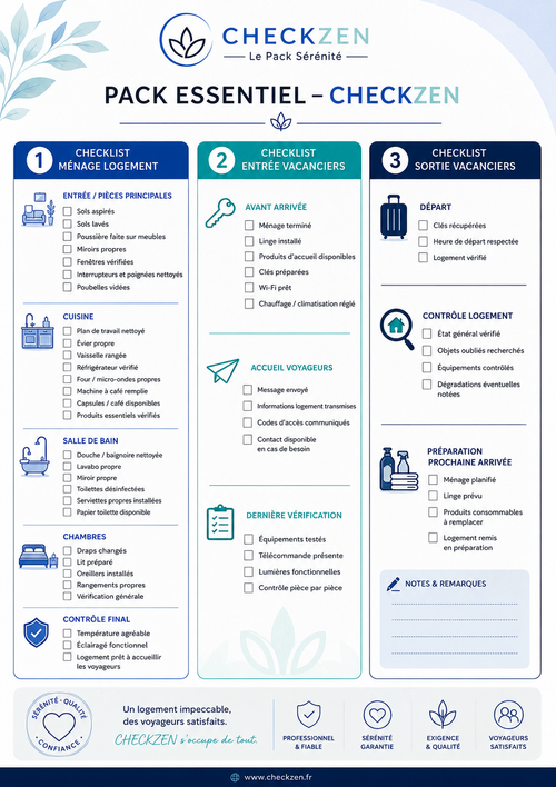 A perçu du Pack Sérénité CheckZen - Checklist complète pour la gestion de locations saisonnières