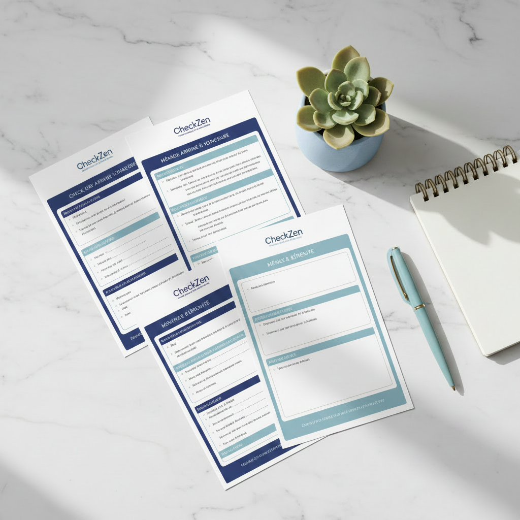 Pack Sérénité CheckZen posé sur un bureau - Outil de gestion pour les Hôtes et les Conciergeries